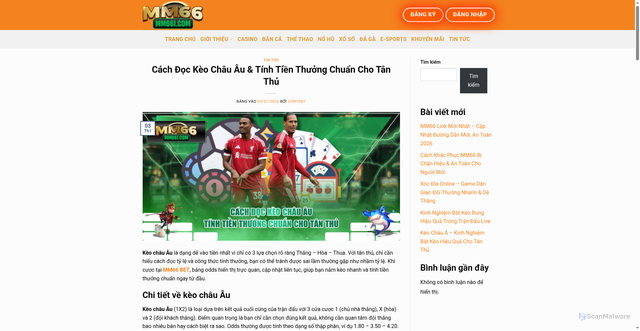 Security scan screenshot of https://mm66game.online/keo-chau-au/