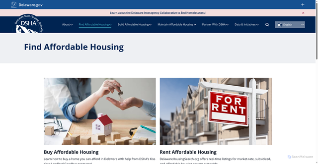 Security scan screenshot of https://www.destatehousing.com/find/