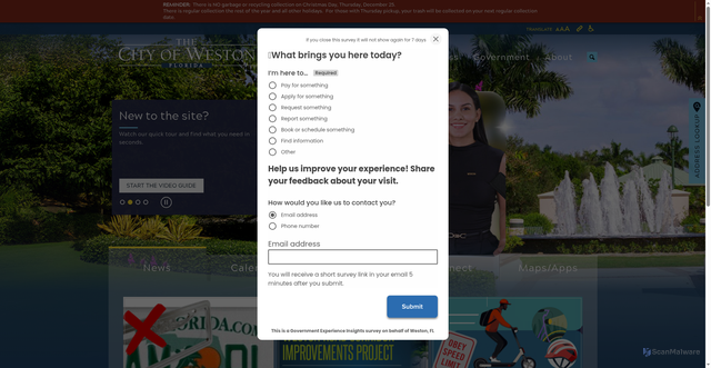 Security scan screenshot of https://www.westonfl.org/