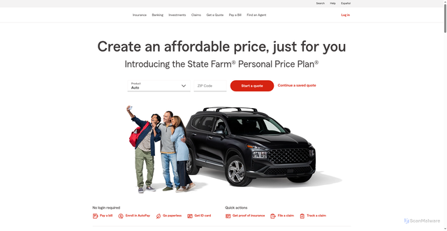 Security scan screenshot of https://www.statefarm.com/