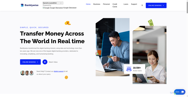 Security scan screenshot of https://banklywise.com/business