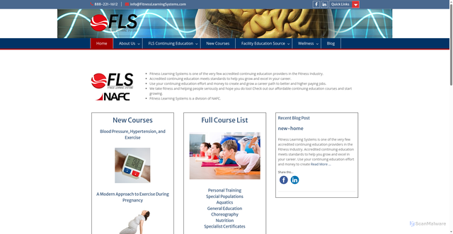 Security scan screenshot of https://fitnesslearningsystems.com