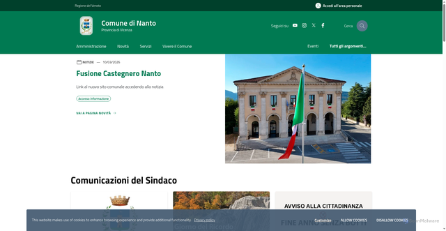 Security scan screenshot of https://www.comune.nanto.vi.it