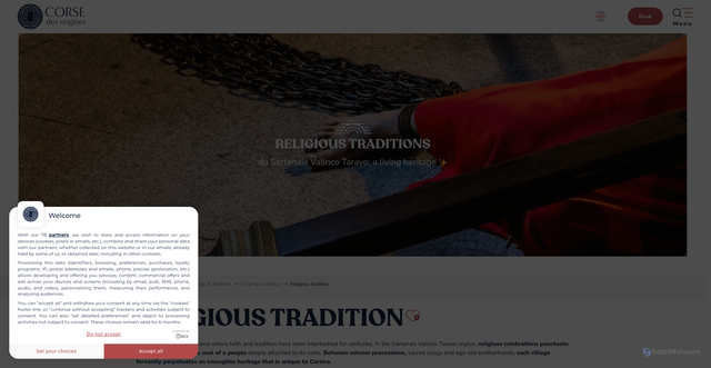 Security scan screenshot of https://lacorsedesorigines.com/en/discover/heritage-tradition/original-traditions/religious-tradition/