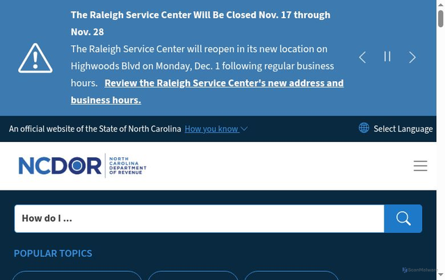 Security scan screenshot of https://www.ncdor.gov/