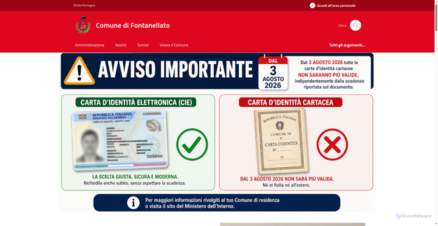 Security scan screenshot of https://www.comune.fontanellato.pr.it