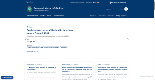 Security scan screenshot of https://www.comunedimazzarrasantandrea.me.it