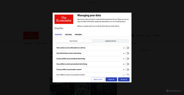 Security scan screenshot of https://www.economist.com/the-americas/2025/07/31/alvaro-uribe-a-former-president-of-colombia-is-convicted