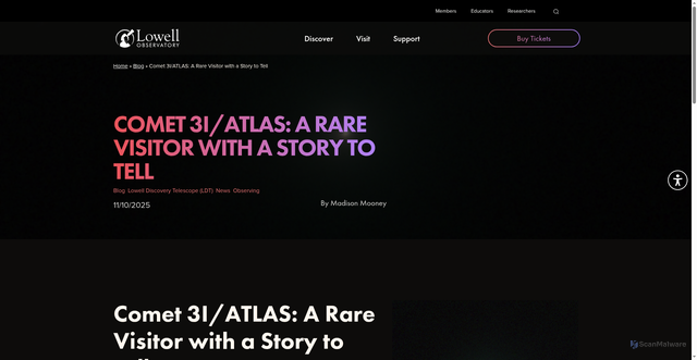 Security scan screenshot of https://lowell.edu/a-rare-visitor-with-a-story-to-tell/