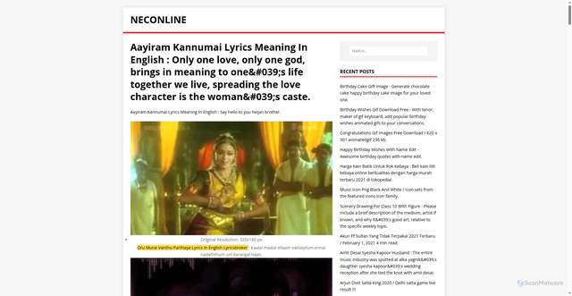 Security scan screenshot of https://enilcones.pages.dev/posts/aayiram-kannumai-lyrics-meaning-in-english/