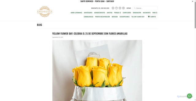 Security scan screenshot of https://www.amorossa.com/blogs/blog/yellow-flower-day-celebra-el-21-de-septiembre-con-flores-amarillas?srsltid=AU7gw4UN9uEDXXYQbfs8A9ZjsuGocETFfU4R4HCKzvNmx__B1SmNwcQu