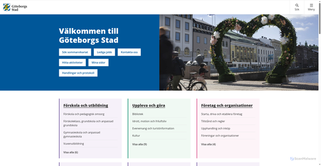 Security scan screenshot of http://www.goteborg.se