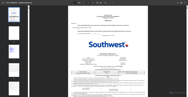 Security scan screenshot of https://www.southwestairlinesinvestorrelations.com/sec-filings/all-sec-filings/content/0000092380-21-000033/0000092380-21-000033.pdf