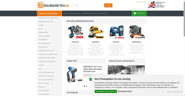 Security scan screenshot of https://baumarkteu.at