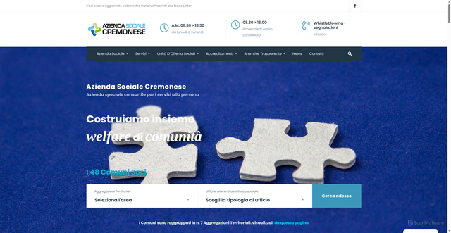 Security scan screenshot of https://www.aziendasocialecr.it/