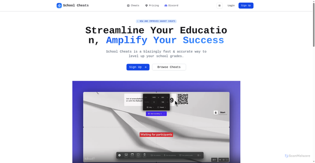 Security scan screenshot of https://schoolcheats.net