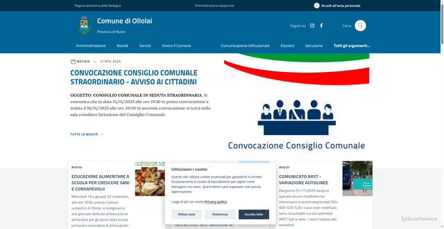 Security scan screenshot of https://www.comune.ollolai.nu.it/