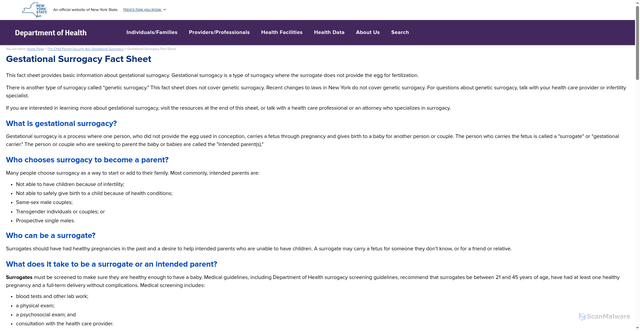 Security scan screenshot of https://health.ny.gov/community/pregnancy/surrogacy/gestational_surrogacy_fact_sheet.htm