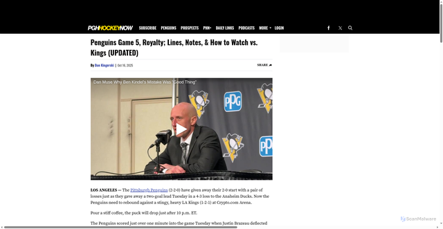 Security scan screenshot of https://pittsburghhockeynow.com/pittsburgh-penguins-game-5-vs-los-angeles-kings-lines-notes-how-to-watch/