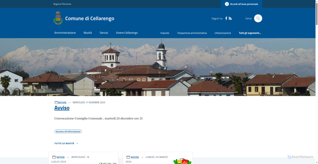 Security scan screenshot of https://www.comune.cellarengo.at.it/