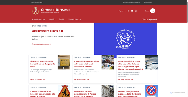 Security scan screenshot of https://comune.benevento.it/