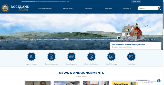 Security scan screenshot of https://rocklandmaine.gov/