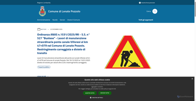 Security scan screenshot of https://www.comune.lonatepozzolo.va.it/it