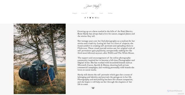 Security scan screenshot of https://www.rosiehardy.com/