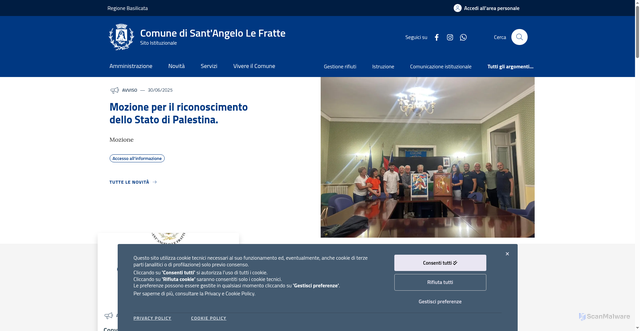 Security scan screenshot of https://www.comune.santangelolefratte.pz.it/