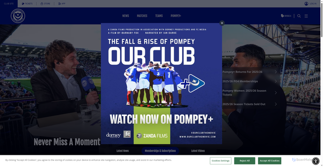 Security scan screenshot of https://www.portsmouthfc.co.uk/