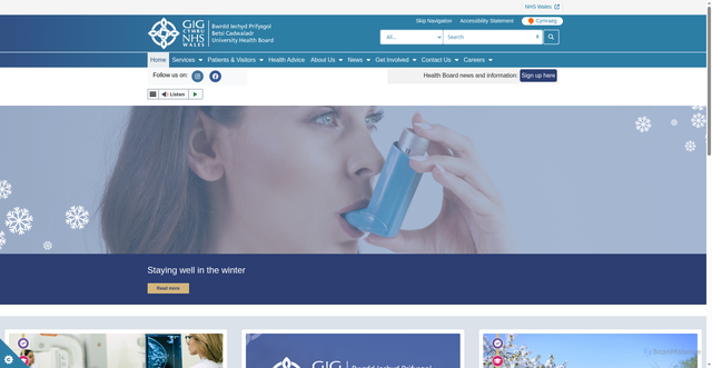 Security scan screenshot of https://bcuhb.nhs.wales/