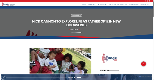Security scan screenshot of https://magic828.co.za/nick-cannon-to-explore-life-as-father-of-12-in-new-docuseries/