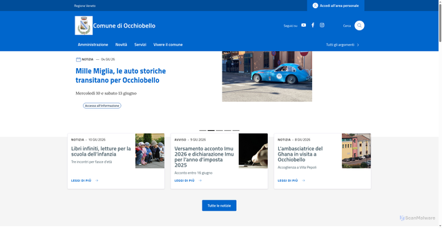 Security scan screenshot of https://www.comune.occhiobello.ro.it