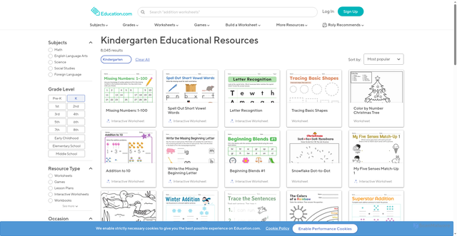 Security scan screenshot of https://www.education.com/resources/grade-k/