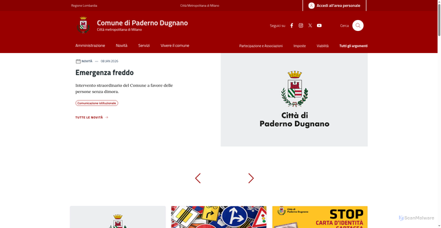 Security scan screenshot of https://www.comune.paderno-dugnano.mi.it/home/