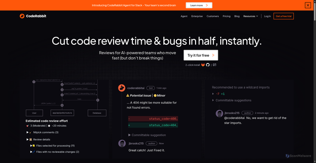 Security scan screenshot of https://www.coderabbit.ai