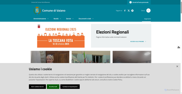 Security scan screenshot of https://www.comune.vaiano.po.it/