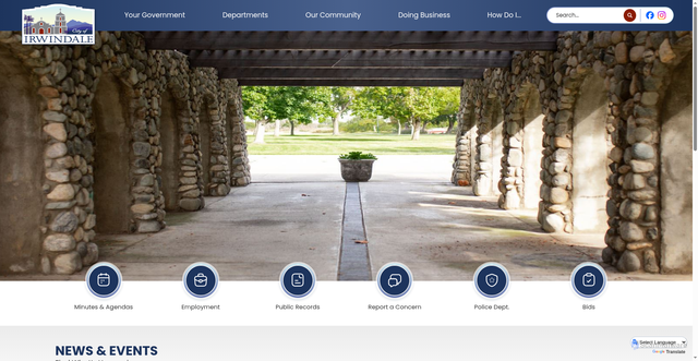 Security scan screenshot of https://irwindaleca.gov/