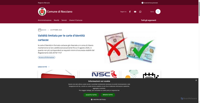 Security scan screenshot of https://www.comune.nocciano.pe.it/it