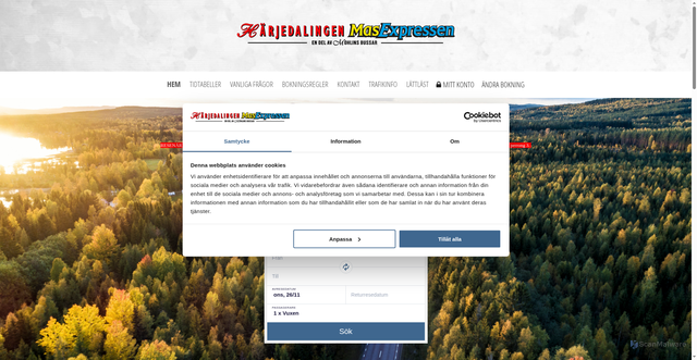 Security scan screenshot of https://www.mohlinsexpressbuss.se/