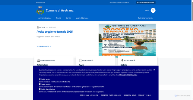 Security scan screenshot of https://www.comune.avetrana.ta.it/
