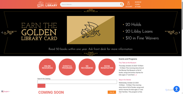 Security scan screenshot of https://murraylibraryut.gov/