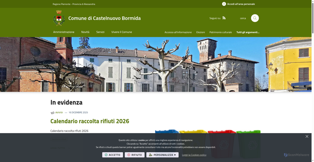 Security scan screenshot of https://www.comune.castelnuovobormida.al.it/it-it/home
