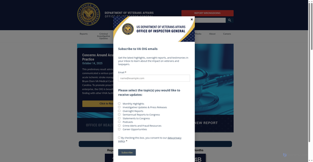 Security scan screenshot of https://vaoig.gov/