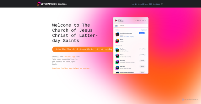 Security scan screenshot of https://churchofjesuschrist.jetbrains-ide-services.com
