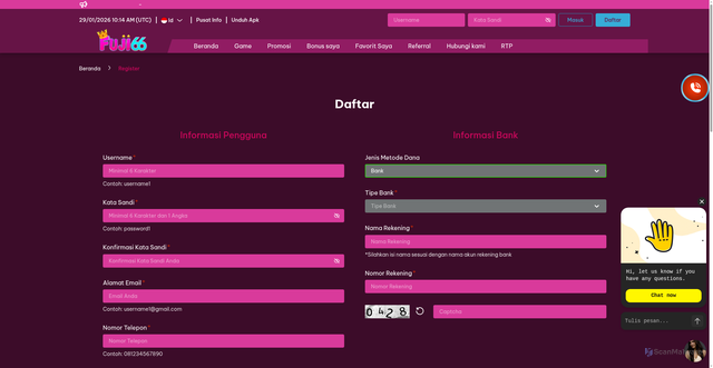Security scan screenshot of https://fuji66tiga.com/register