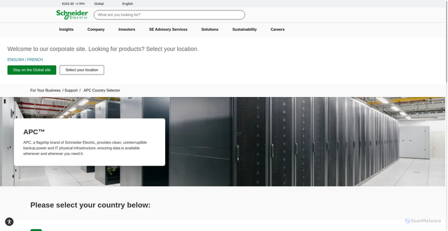 Security scan screenshot of https://apc.com