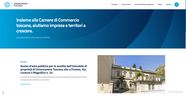 Security scan screenshot of https://www.unioncamere-toscana.it/