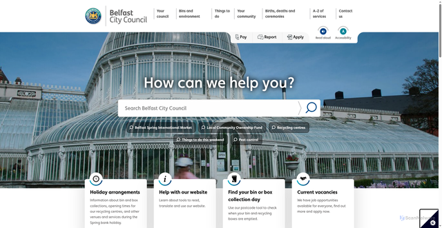 Security scan screenshot of http://www.belfastcity.gov.uk