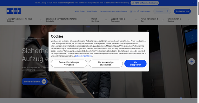 Security scan screenshot of https://kone.ch